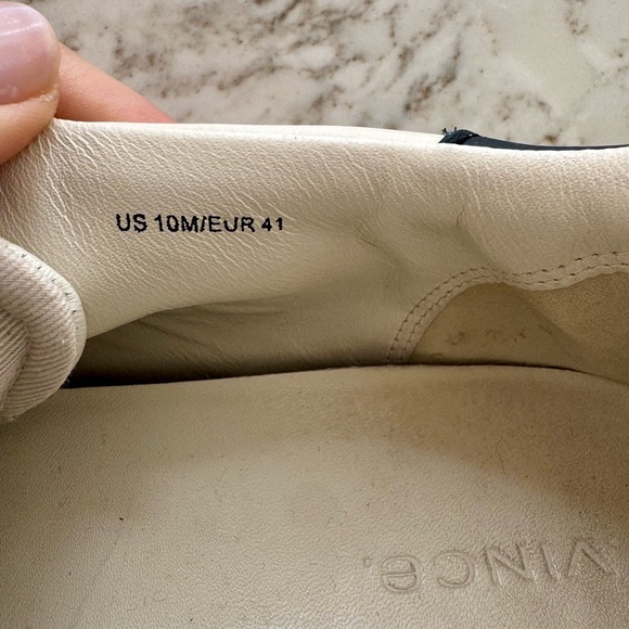 Vince Ivory and Dark Blue Leather Sneakers - Picture 4 of 4